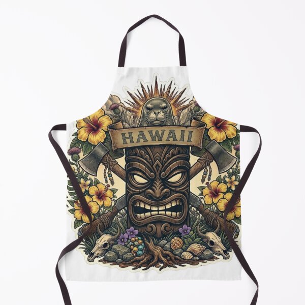 Item preview, Hawaii Aloha State Neo-Traditional Tattoo Yellow Hibiscus Tiki T-Shirt designed and sold by VibeStudios268.