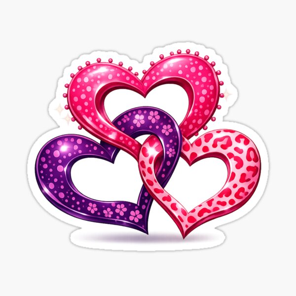 Romantic Colorful Hearts Illustration Sticker