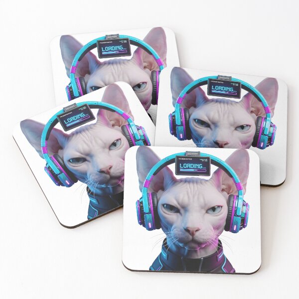 Item preview, Cyber Gamer Sphynx Cat High Gloss Tech Headphones designed and sold by The BreedBoutique.