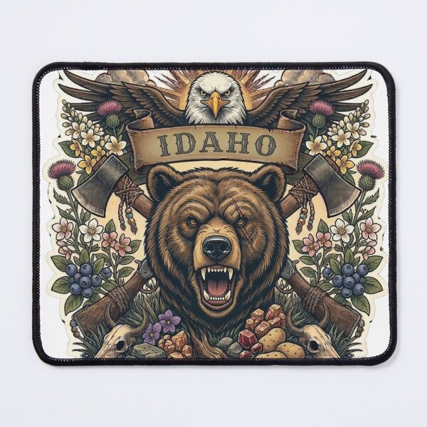 Item preview, Idaho Gem State Neo-Traditional Tattoo Grizzly Potato Huckleberry T-Shirt designed and sold by VibeStudios268.