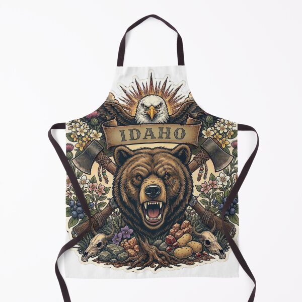Item preview, Idaho Gem State Neo-Traditional Tattoo Grizzly Potato Huckleberry T-Shirt designed and sold by VibeStudios268.