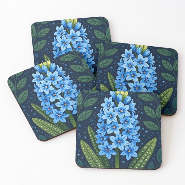 Item preview, Dark indigo blue hyacinthus covered in water droplets. designed and sold by Ponted.