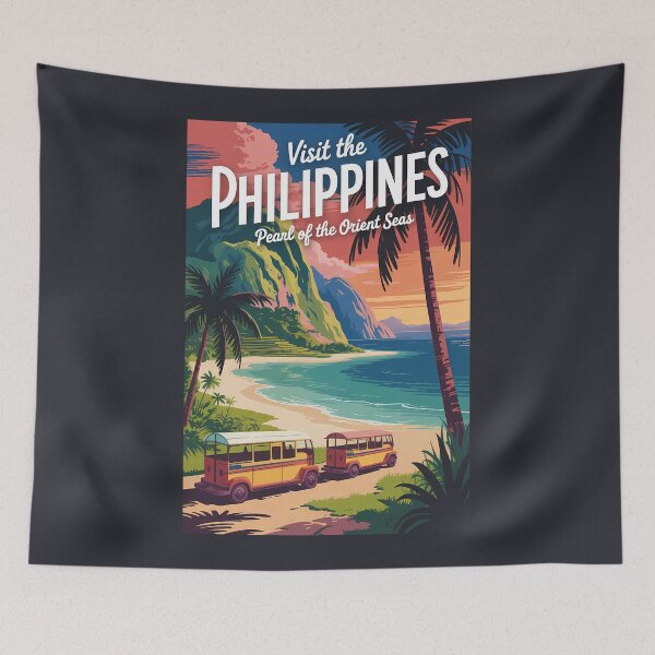 Item preview, Philippines Beach Illustration Travel Art Vintage designed and sold by KrisSidDesigns.