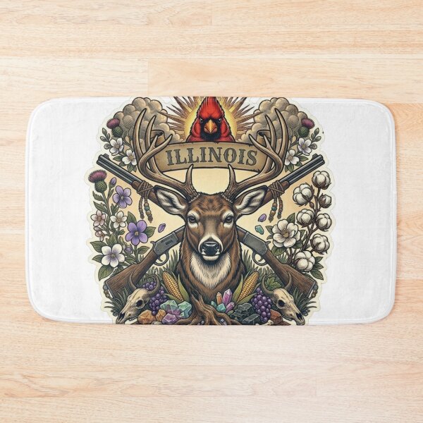 Item preview, Illinois Whitetail Deer Neo-Traditional Tattoo Style Prairie State T-Shirt designed and sold by VibeStudios268.
