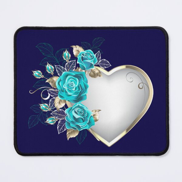 Item preview, Luxury Turquoise Roses with Silver Heart - Elegant Teal Floral Art designed and sold by SolutionsArt.