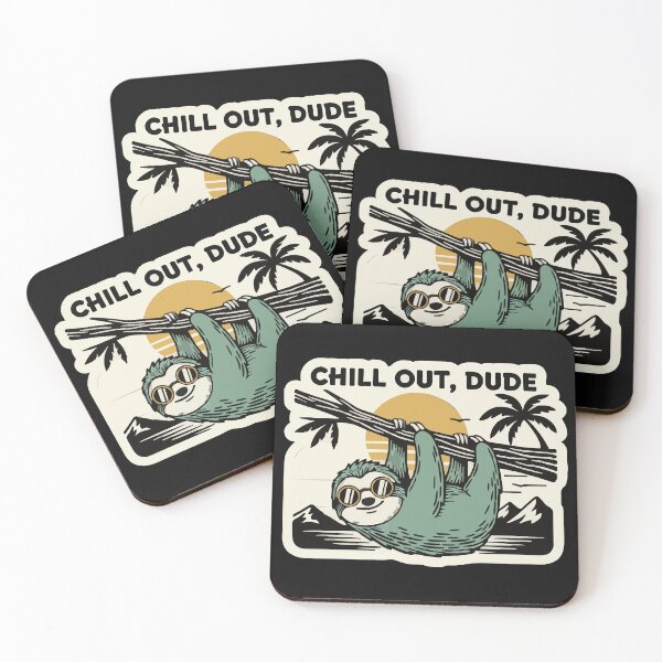 Item preview, "Chill Out, Dude" Funny Retro Sloth Sunglasses Badge designed and sold by Cipher & Soul.