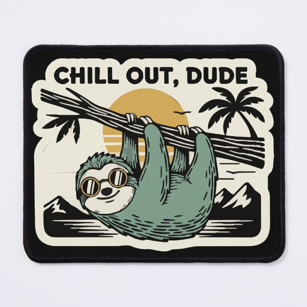 Item preview, "Chill Out, Dude" Funny Retro Sloth Sunglasses Badge designed and sold by Cipher & Soul.