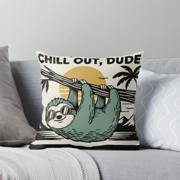Item preview, "Chill Out, Dude" Funny Retro Sloth Sunglasses Badge designed and sold by Cipher & Soul.