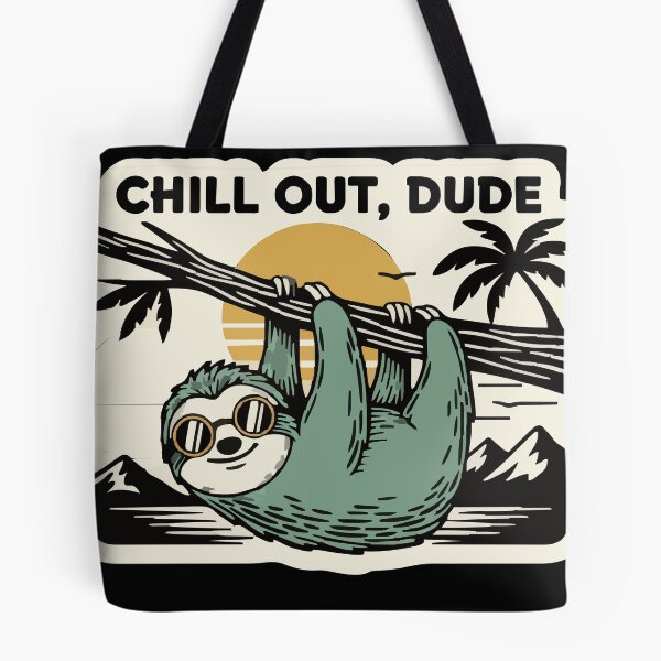 Item preview, "Chill Out, Dude" Funny Retro Sloth Sunglasses Badge designed and sold by Cipher & Soul.