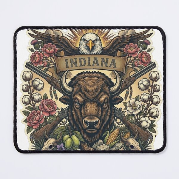 Item preview, Indiana Bison Neo-Traditional Tattoo Style Hoosier State T-Shirt designed and sold by VibeStudios268.