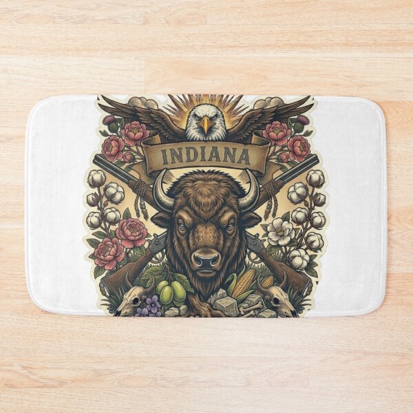Item preview, Indiana Bison Neo-Traditional Tattoo Style Hoosier State T-Shirt designed and sold by VibeStudios268.