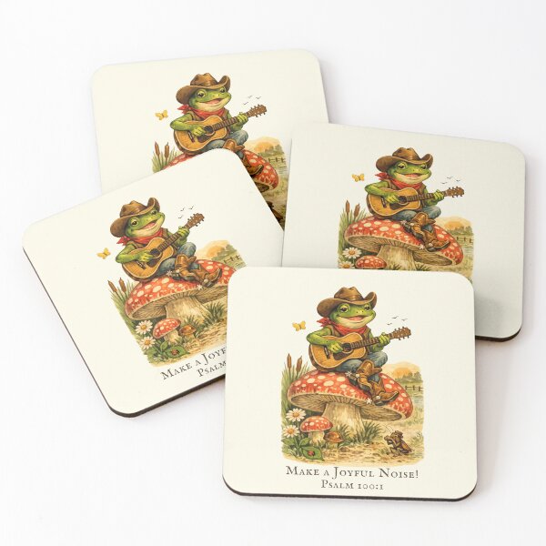 Item preview, Frog with Guitar on Mushroom Make a Joyful Noise designed and sold by Neeshki.