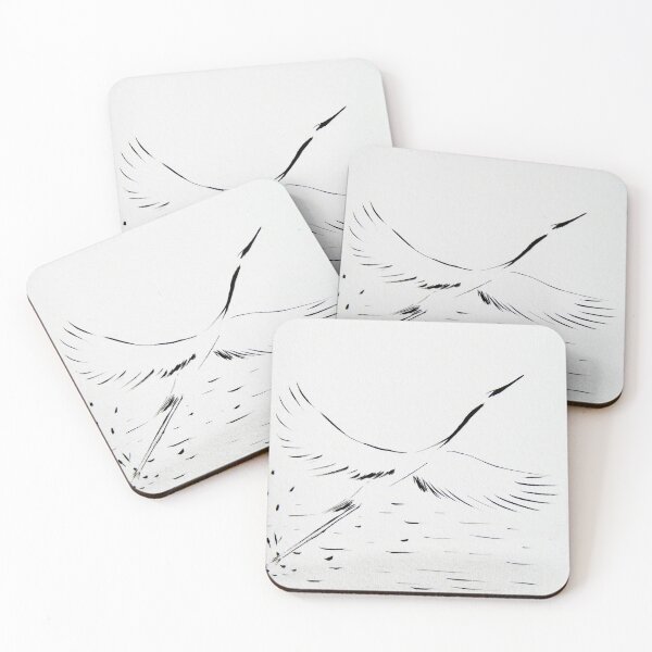 Item preview, Crane Taking Flight Over Water in Black and White | Zen Drawing designed and sold by AngelaMarieArt.