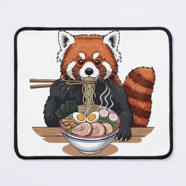 Item preview, red panda eating ramen designed and sold by Uglyandcute.