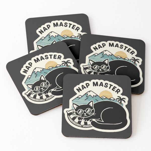 Item preview, "Nap Master" Funny Sleeping Black Cat Retro Vintage Badge designed and sold by Cipher & Soul.