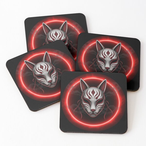 Item preview, Kitsune Mask Neon Circle – Japanese Fox Spirit Art designed and sold by LavinyArt.