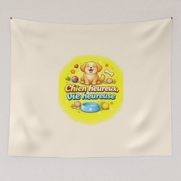 Aperçu de l'œuvre Chien Mignon – Chien Heureux Vie Heureuse – Cadeau Dog Lover créée et vendue par Thethe-Shop.