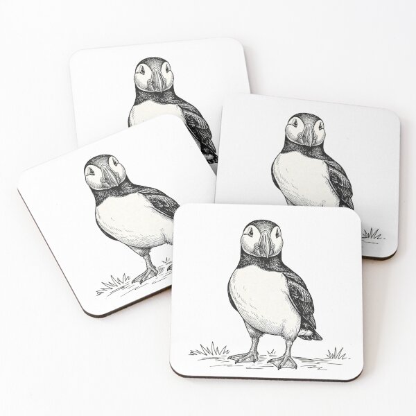 Item preview, Atlantic Puffin Etching: Minimalist Scottish Coastal Wildlife designed and sold by Loom on the Loch.
