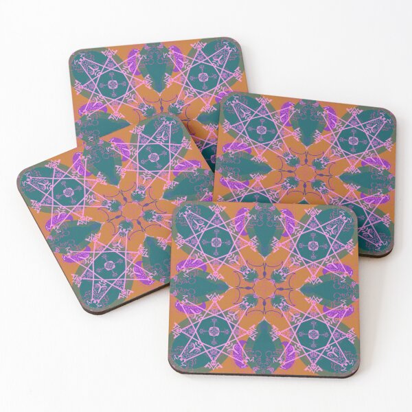 Aperçu de l'œuvre Mandala abstrait orange, turquoise et violet créée et vendue par PonyShow-Studio.