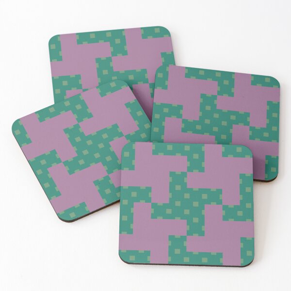 Item preview, Green and purple geometric seamless repeating pattern designed and sold by SeamlessDsign.