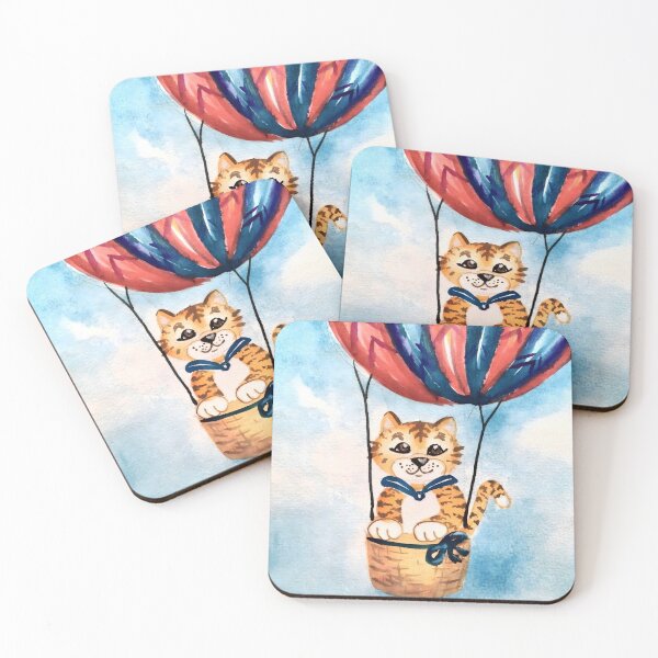 Item preview, Cat in a Hot Air Balloon designed and sold by Serene Strokes Art.