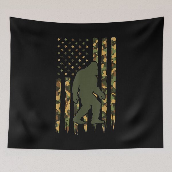 Item preview, Camo Big Foot Sasquatch - Vintage Bigfoot American Flag designed and sold by Cheesymatiion.