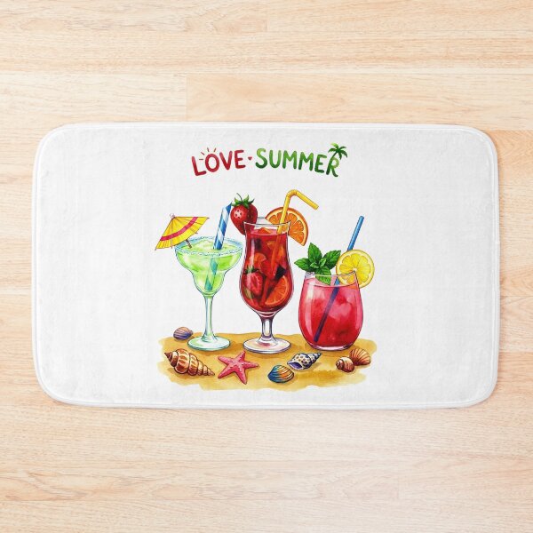 Item preview, Love Summer Watercolor: Three Tropical Cocktails on a Sandy Beach designed and sold by VibranPalette.