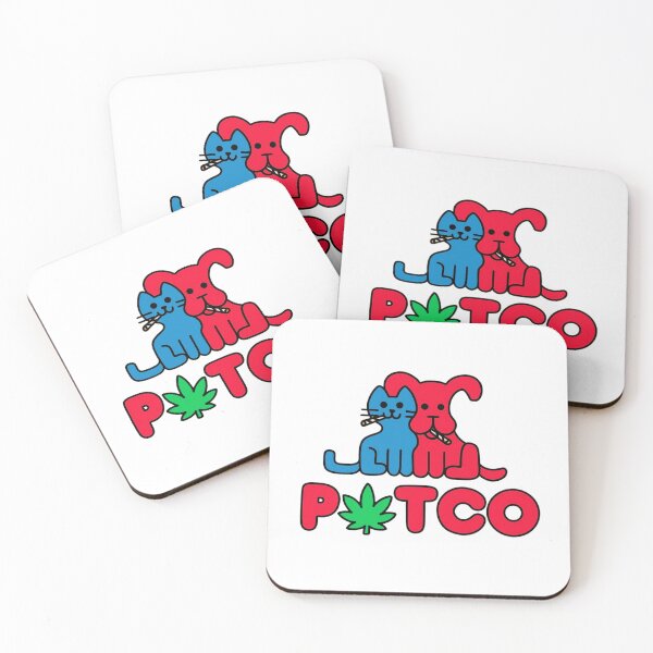 Item preview, POTCO Cartoon Cat & Dog Cannabis Graphic | Cute Pet Stoner Art for Cannabis Lovers designed and sold by MycoMindsMedia.