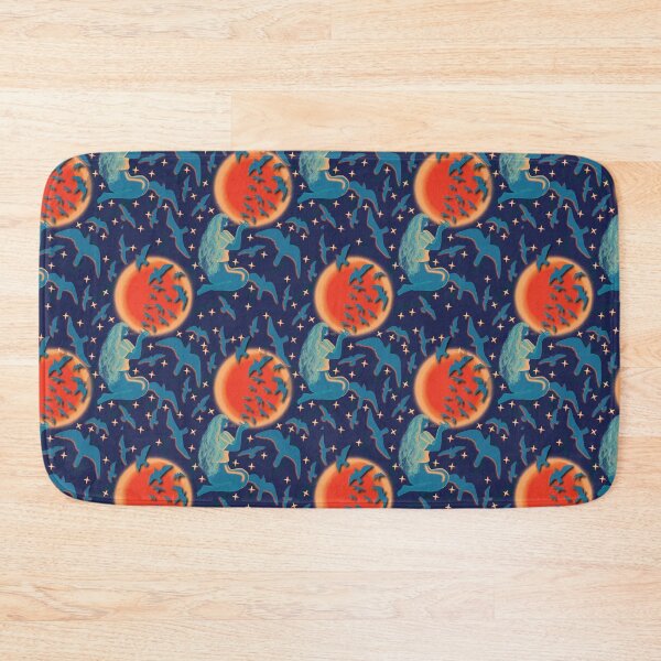 Item preview, The nymph blowing creates birds that roam the night, blue night background designed and sold by WONDERPRINTVALLEY.