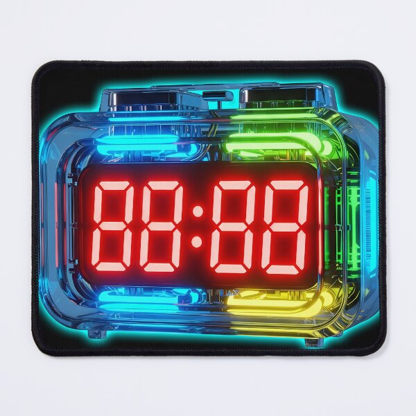 Item preview, Neon Digital Alarm Clock - Cyberpunk Transparent Tech Art designed and sold by powersunlight.