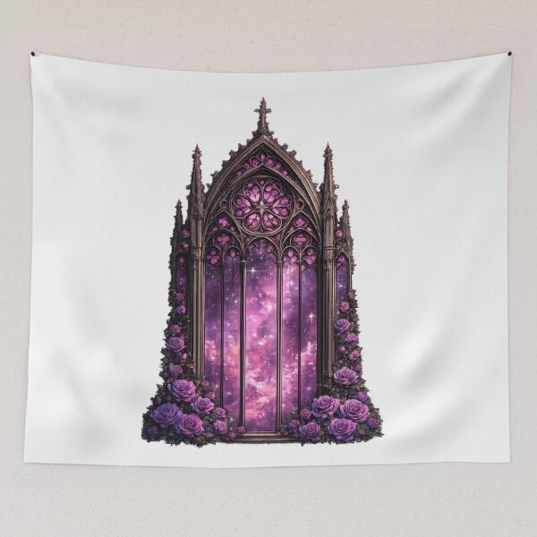Item preview, Gothic Galaxy Window with Purple Roses designed and sold by jgvisualarts.