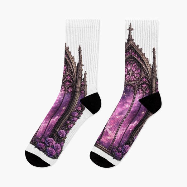 Item preview, Gothic Galaxy Window with Purple Roses designed and sold by jgvisualarts.