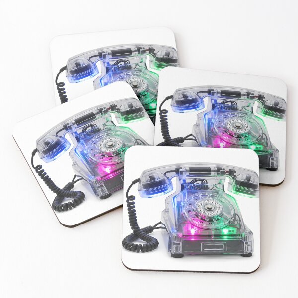 Item preview, Transparent Neon Rotary Phone - Retro Tech Cyberpunk Aesthetic designed and sold by powersunlight.