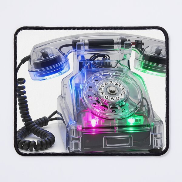 Item preview, Transparent Neon Rotary Phone - Retro Tech Cyberpunk Aesthetic designed and sold by powersunlight.