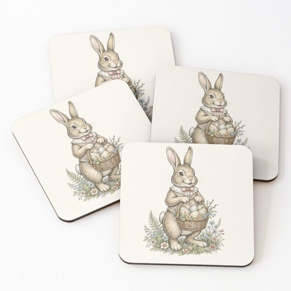 Item preview, Vintage Easter Bunny with Floral Basket Charm designed and sold by MythicCotton.
