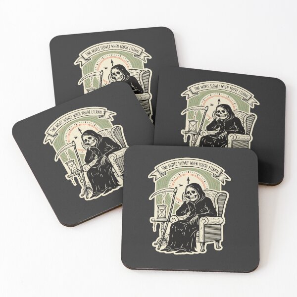 Item preview, "Time Moves Slowly" Funny Bored Grim Reaper Dark Humor Retro Art designed and sold by Cipher & Soul.