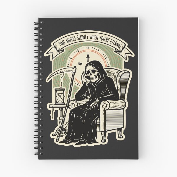 Item preview, "Time Moves Slowly" Funny Bored Grim Reaper Dark Humor Retro Art designed and sold by Cipher & Soul.