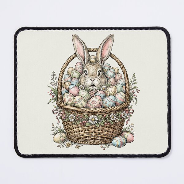 Item preview, Vintage Easter Bunny Nestled in Pastel Egg Basket designed and sold by MythicCotton.