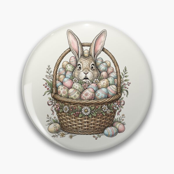 Item preview, Vintage Easter Bunny Nestled in Pastel Egg Basket designed and sold by MythicCotton.
