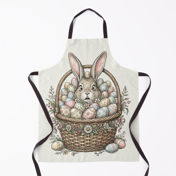 Item preview, Vintage Easter Bunny Nestled in Pastel Egg Basket designed and sold by MythicCotton.