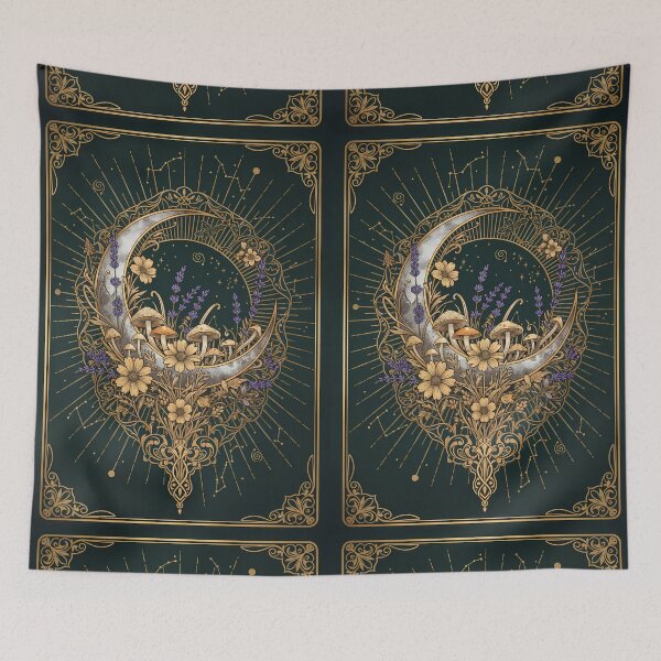 Item preview, Mystical Moon & Mushrooms Vintage Botanical Art Nouveau designed and sold by RBCTk.