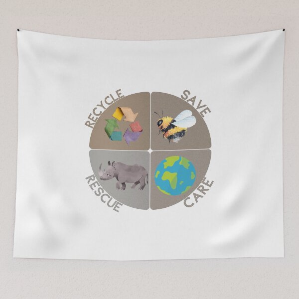 Item preview, Earth Day Message – Save Rescue Recycle Plant Clean Care designed and sold by LuveraxArt.
