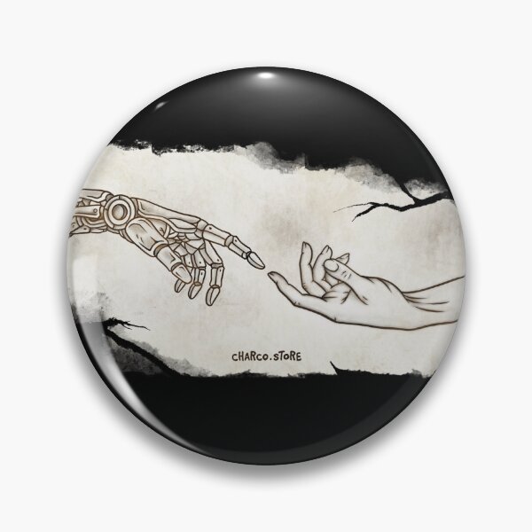 Item preview, Connection | Robot Hand and Human Hand – Creation of Adam Inspired Art designed and sold by Charco.Store – Bold Expressive Graphics & Alt Streetwear Art.