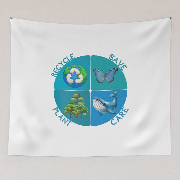 Item preview, Earth Day Message – Save Rescue Recycle Plant Clean Care designed and sold by LuveraxArt.