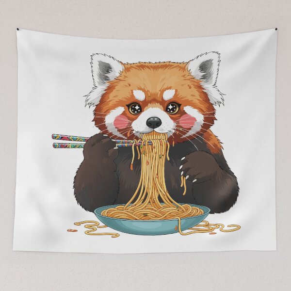 Item preview, red panda eating ramen designed and sold by Uglyandcute.