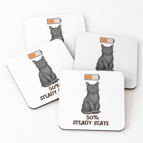 Item preview, Steady State 50% Cat Battery | Half-Charged Mood Cat Design designed and sold by BlackCat Vibe.
