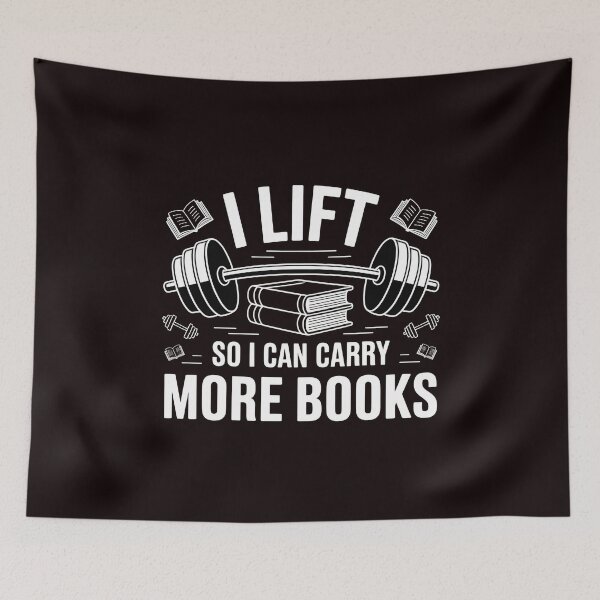 Item preview, I Lift So I Can Carry More Books – Funny Bookworm Gym Addict Quote designed and sold by Redgiant87x.