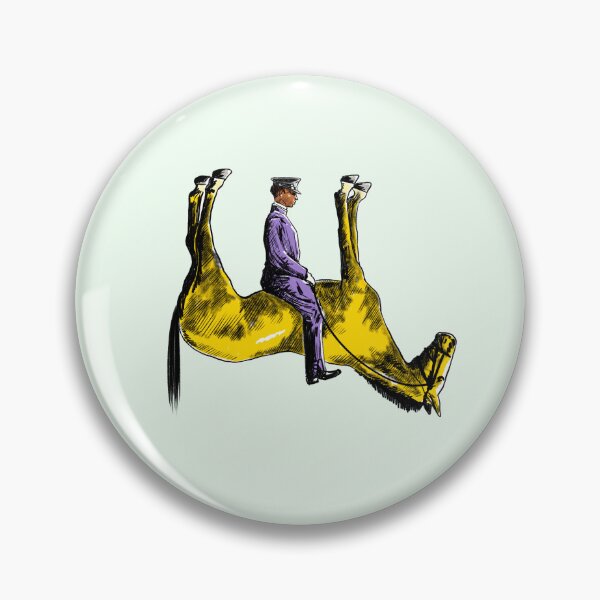 Item preview, Officer Riding Upside Down Horse - Surreal Art - hand-drawn designed and sold by ZERO-MIND.