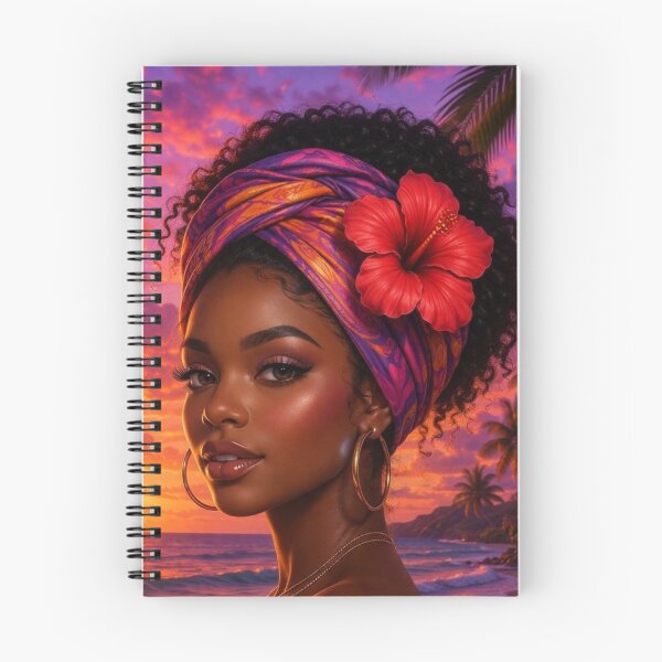 Item preview, Purple Sunset Caribbean Woman – Tropical Wall Art Print designed and sold by Arte di Bam.