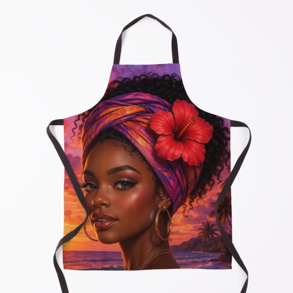 Item preview, Purple Sunset Caribbean Woman – Tropical Wall Art Print designed and sold by Arte di Bam.